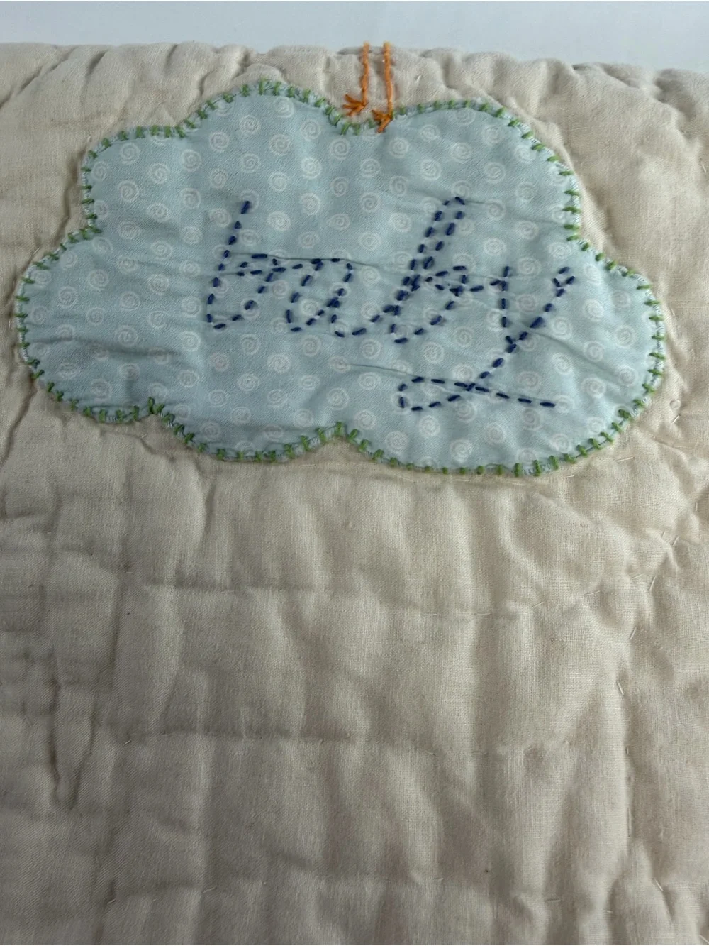 36 X 50 Vintage Pottery Barn Baby Quilt Blanket with  Embroidered Design